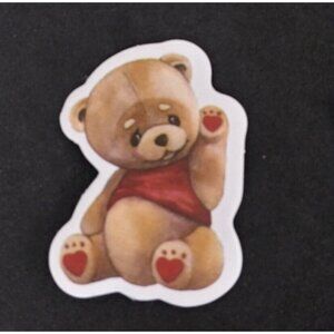 10/$10 Teddy Bear Wearing Red Shirt Valentine's Day Sticker 1.5" x 1.18" (AQ)